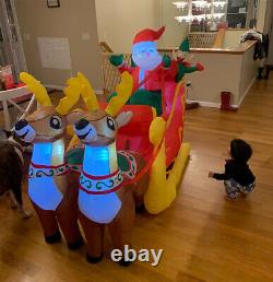 7.2 FT Inflatable LED Santa Claus Reindeers With Sleigh Christmas Party Yard Decor