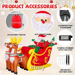 7.2 FT Inflatable LED Santa Claus Reindeers With Sleigh Christmas Party Yard Decor