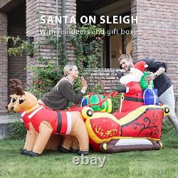 7.2 FT Inflatable LED Santa Sleigh with Reindeers & Gift Boxes for Outdoor Decor