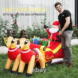 7.2 FT Inflatable LED Santa Sleigh with Reindeers & Gift Boxes for Outdoor Decor