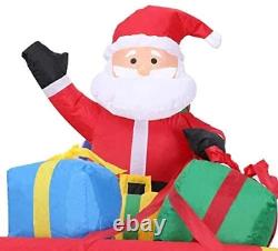 7.2 FT Inflatable LED Santa Sleigh with Reindeers & Gift Boxes for Outdoor Decor