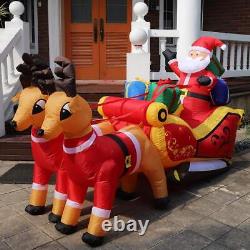 7.2ft Long Christmas Inflatable Santa on Red Sleigh LED Lighted Blow-up Yard Dec