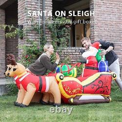 7.2ft Long Christmas Inflatable Santa on Red Sleigh LED Lighted Blow-up Yard Dec