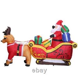 7.2ft Long Christmas Inflatable Santa on Red Sleigh LED Lighted Blow-up Yard Dec