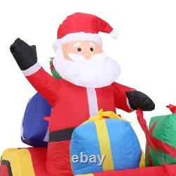 7.2ft Long Christmas Inflatable Santa on Red Sleigh LED Lighted Blow-up Yard Dec