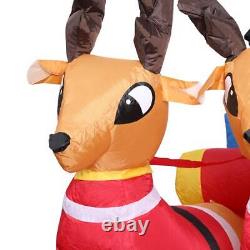 7.2ft Long Christmas Inflatable Santa on Red Sleigh LED Lighted Blow-up Yard Dec