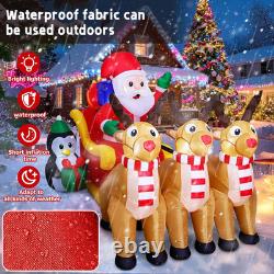 7.6 FT Christmas Inflatables Santa Sleigh and Reindeer Outdoor Decoration Santa