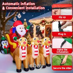 7.6 FT Christmas Inflatables Santa Sleigh and Reindeer Outdoor Decoration Santa