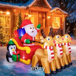 7.6 FT Christmas Inflatables Santa Sleigh and Reindeer Outdoor Decoration Santa
