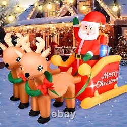 7 FT Christmas Inflatable Decorations Santa Claus Sleigh with 2 Reindeer & Prese