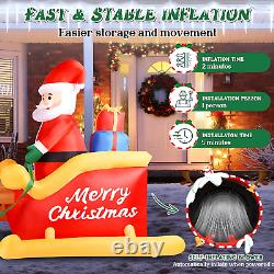 7 FT Christmas Inflatable Decorations Santa Claus Sleigh with 2 Reindeer & Prese