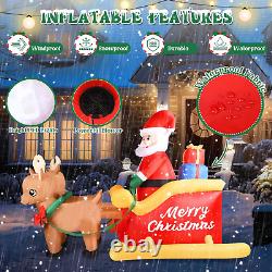 7 FT Christmas Inflatable Decorations Santa Claus Sleigh with 2 Reindeer & Prese