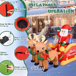 7 FT Christmas Inflatable Decorations Santa Claus Sleigh with 2 Reindeer & Prese