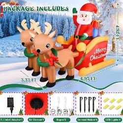 7 FT Christmas Inflatable Decorations Santa Claus Sleigh with 2 Reindeer & Prese