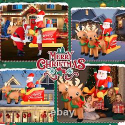 7 FT Christmas Inflatable Decorations Santa Claus Sleigh with 2 Reindeer & Prese