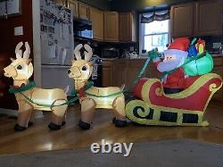 7 Ft Santa Toy Bag Sleigh Reindeer Inflatable Christmas Yard Decor LED