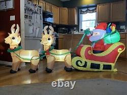 7 Ft Santa Toy Bag Sleigh Reindeer Inflatable Christmas Yard Decor LED