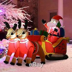 7' Santa Sleigh with Reindeer CHRISTMAS Yard Inflatable Lighted Yard Decoration