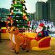 7 Ft Inflatable Airblown Santa Sleigh Reindeer Warm Led Lights Christmas Decor