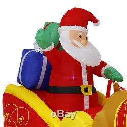 7 ft Inflatable Airblown Santa Sleigh Reindeer Warm LED Lights Christmas Decor