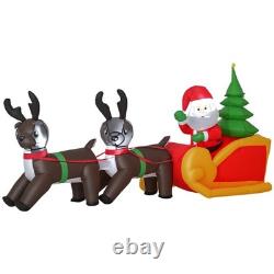 7ft Inflatable Santa Sleigh Reindeer LED Outdoor Christmas Yard Decor