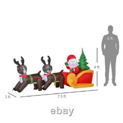 7ft Inflatable Santa Sleigh Reindeer LED Outdoor Christmas Yard Decor
