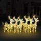 7pcs Led Lighted Christmas Deers And Santa Sleigh, Standing Light Up Reindeers