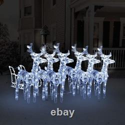 7pcs LED Lighted Christmas Deers and Santa Sleigh, Standing Light Up Reindeers