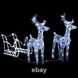 7pcs LED Lighted Christmas Deers and Santa Sleigh, Standing Light Up Reindeers