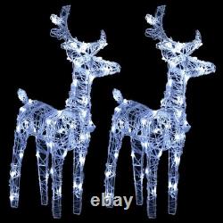 7pcs LED Lighted Christmas Deers and Santa Sleigh, Standing Light Up Reindeers