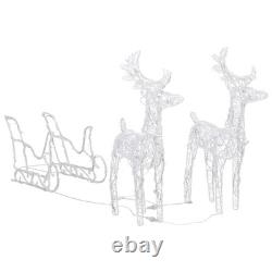 7pcs LED Lighted Christmas Deers and Santa Sleigh, Standing Light Up Reindeers