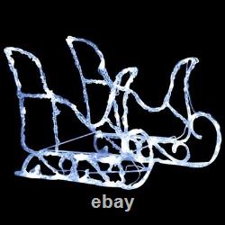 7pcs LED Lighted Christmas Deers and Santa Sleigh, Standing Light Up Reindeers