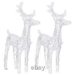 7pcs LED Lighted Christmas Deers and Santa Sleigh, Standing Light Up Reindeers