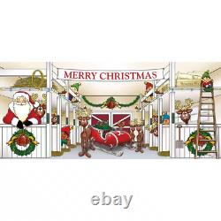 7x16 Ft Santa's Reindeer Barn Garage Mural Double Car Christmas Decor