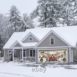 7x16 Ft Santa's Reindeer Barn Garage Mural Double Car Christmas Decor