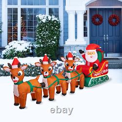 8FT Christmas Inflatable Santa Claus on Sleigh with 3 Reindeer Lighted Xmas Blow