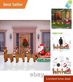 8.2FT Inflatable Christmas Santa Sleigh Reindeer LED Lighted Yard Holiday Decor
