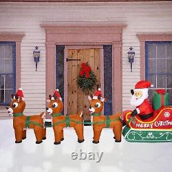 8.2FT Inflatable Christmas Santa Sleigh Reindeer LED Lighted Yard Holiday Decor