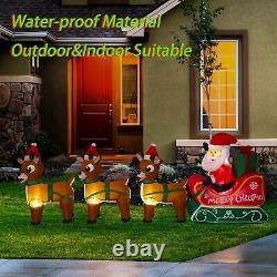 8.2FT Inflatable Christmas Santa Sleigh Reindeer LED Lighted Yard Holiday Decor