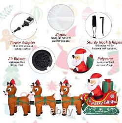 8.2FT Inflatable Christmas Santa Sleigh Reindeer LED Lighted Yard Holiday Decor