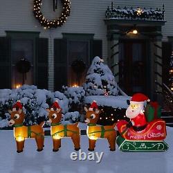 8.2FT Inflatable Christmas Santa Sleigh Reindeer LED Lighted Yard Holiday Decor