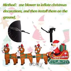 8.2FT Inflatable Christmas Santa Sleigh Reindeer LED Lighted Yard Holiday Decor