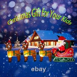 8.2FT Inflatable Christmas Santa Sleigh Reindeer LED Lighted Yard Holiday Decor