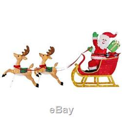 8.5' Santa's Sleigh with Two Reindeers OUTDOOR CHRISTMAS holiday Yard Decor New