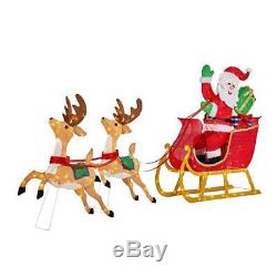 8.5' Santa's Sleigh with Two Reindeers OUTDOOR CHRISTMAS holiday Yard Decor New