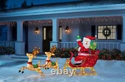 8.5ft LED Rudolph Reindeer Santa's Sleigh CHRISTMAS OUTDOOR holiday Yard Decor