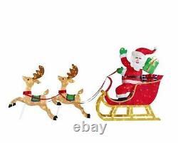 8.5ft LED Rudolph Reindeer Santa's Sleigh CHRISTMAS OUTDOOR holiday Yard Decor