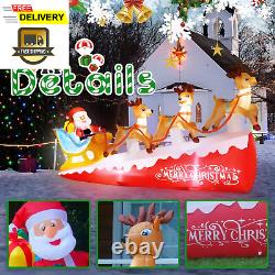 8.9 FT Christmas Inflatable Santa Claus on Sleigh with Three Reindeers, Christma
