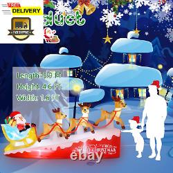 8.9 FT Christmas Inflatable Santa Claus on Sleigh with Three Reindeers, Christma