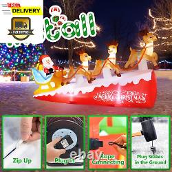 8.9 FT Christmas Inflatable Santa Claus on Sleigh with Three Reindeers, Christma